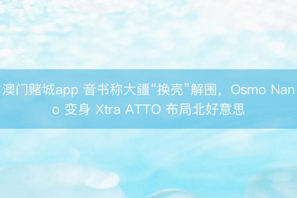 澳门赌城app 音书称大疆“换壳”解围，Osmo Nano 变身 Xtra ATTO 布局北好意思