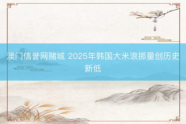 澳门信誉网赌城 2025年韩国大米浪掷量创历史新低