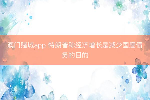 澳门赌城app 特朗普称经济增长是减少国度债务的目的