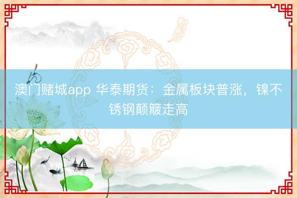 澳门赌城app 华泰期货:金属板块普涨,镍不锈钢颠簸走高
