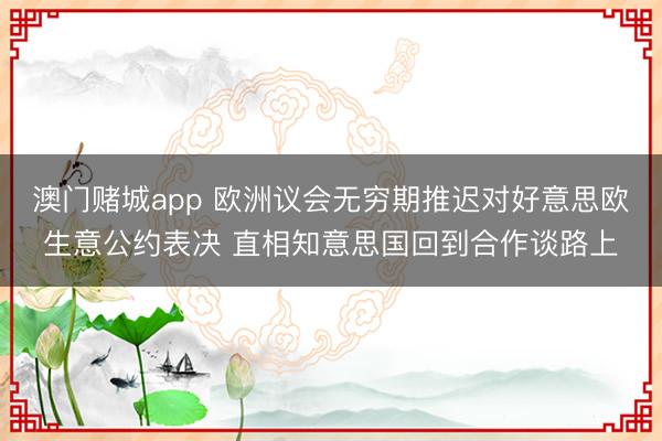 澳门赌城app 欧洲议会无穷期推迟对好意思欧生意公约表决 直相知意思国回到合作谈路上