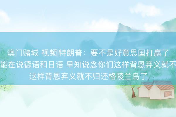 澳门赌城 视频|特朗普：要不是好意思国打赢了二战在座诸君可能在说德语和日语 早知说念你们这样背恩弃义就不归还格陵兰岛了