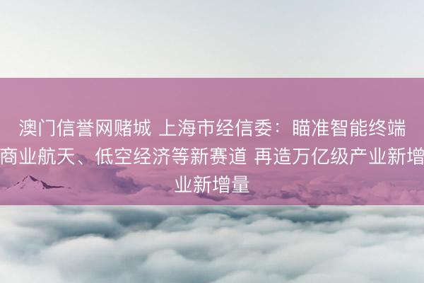 澳门信誉网赌城 上海市经信委：瞄准智能终端、商业航天、低空经济等新赛道 再造万亿级产业新增量