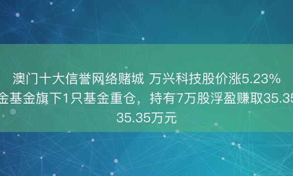 澳门十大信誉网络赌城 万兴科技股价涨5.23%,中金基金旗下1只基金重仓,持有7万股浮盈赚取35.35万元