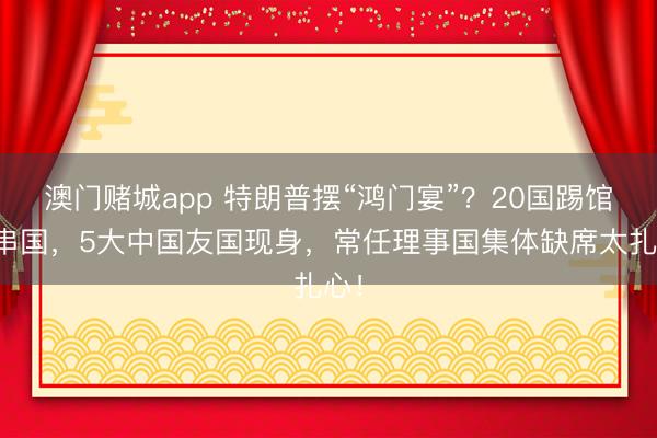 澳门赌城app 特朗普摆“鸿门宴”？20国踢馆贯串国，5大中国友国现身，常任理事国集体缺席太扎心！