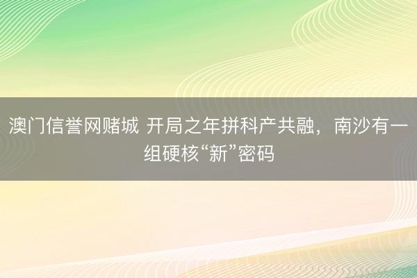 澳门信誉网赌城 开局之年拼科产共融，南沙有一组硬核“新”密码