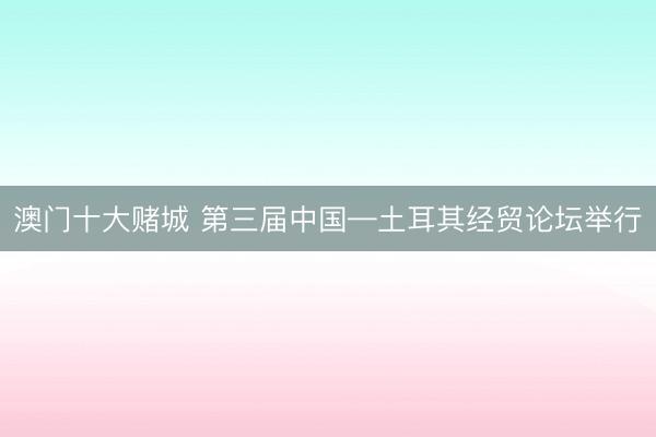 澳门十大赌城 第三届中国—土耳其经贸论坛举行