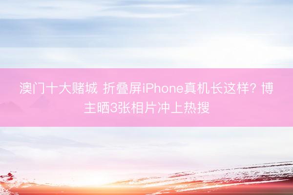 澳门十大赌城 折叠屏iPhone真机长这样? 博主晒3张相片冲上热搜