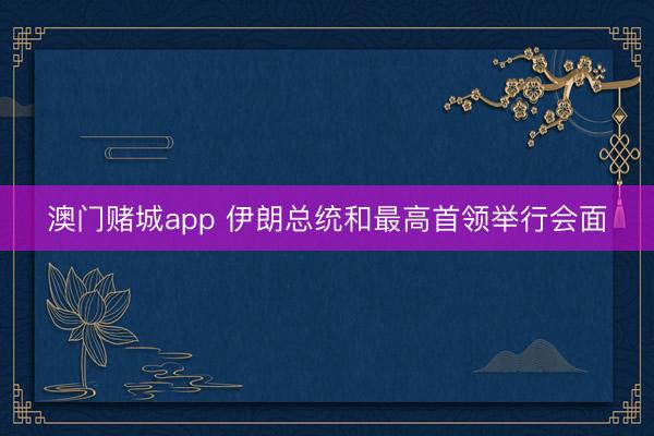 澳门赌城app 伊朗总统和最高首领举行会面